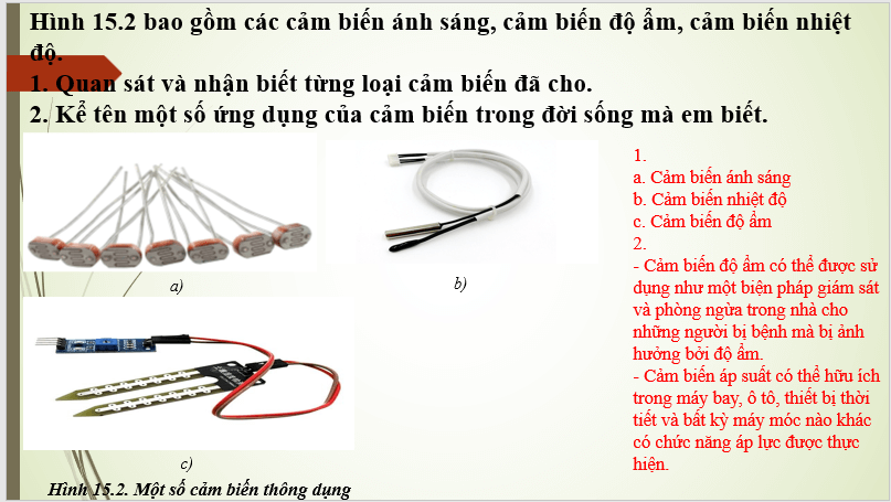 Giáo án điện tử Công nghệ 8 Bài 15: Cảm biến và mô đun cảm biến | PPT Công nghệ 8 Kết nối tri thức