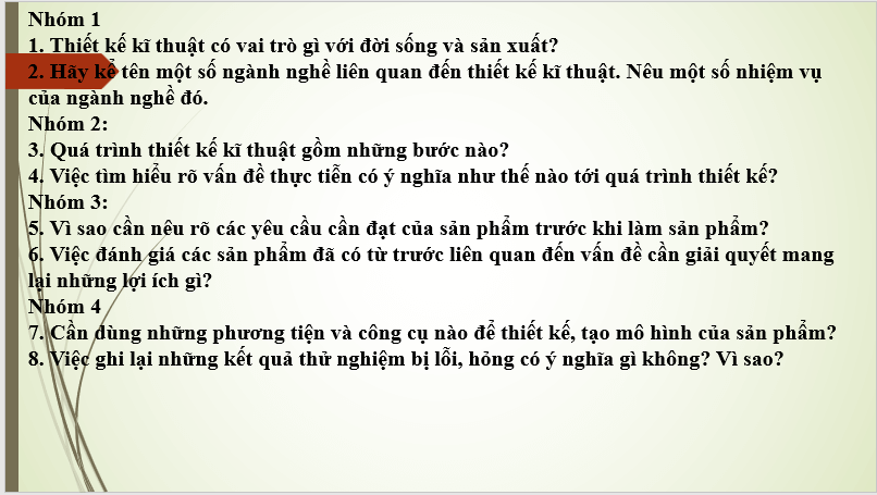 Giáo án điện tử Công nghệ 8 Ôn tập chương 5 | PPT Công nghệ 8 Kết nối tri thức