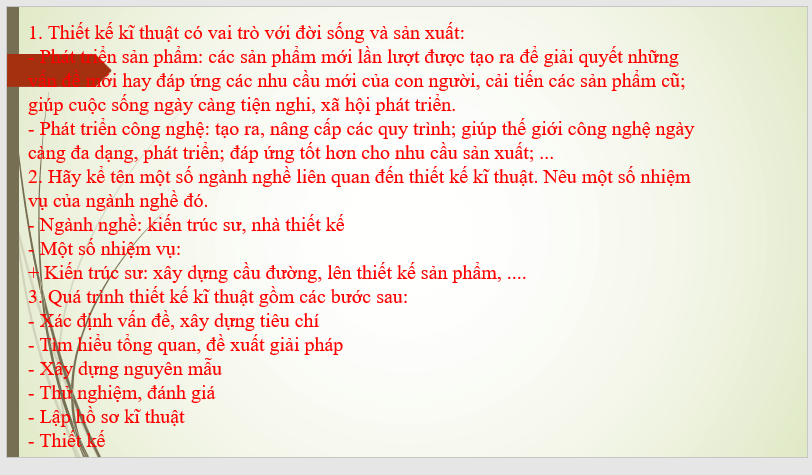 Giáo án điện tử Công nghệ 8 Ôn tập chương 5 | PPT Công nghệ 8 Kết nối tri thức