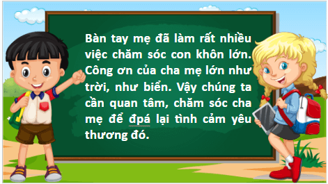 Giáo án điện tử Đạo đức lớp 1 Kết nối tri thức Bài 8: Quan tâm, chăm sóc cha mẹ | PPT Đạo đức lớp 1