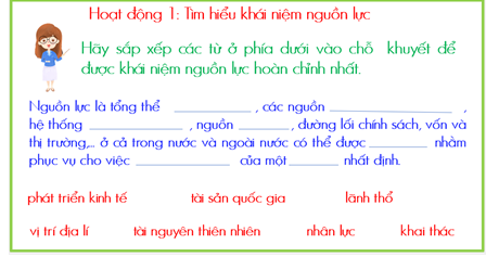 Giáo án Địa Lí 10 Cánh diều Bài 18: Các nguồn lực phát triển kinh tế