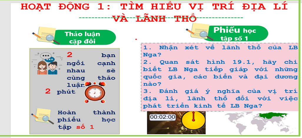 Giáo án Địa Lí 11 Cánh diều Bài 19: Vị trí địa lí, điều kiện tự nhiên và dân cư, xã hội Liên Bang Nga