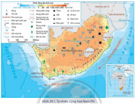 Giáo án Địa Lí 11 Chân trời sáng tạo Bài 29: Vị trí địa lí, điều kiện tự nhiên, dân cư và xã hội Cộng hoà Nam Phi