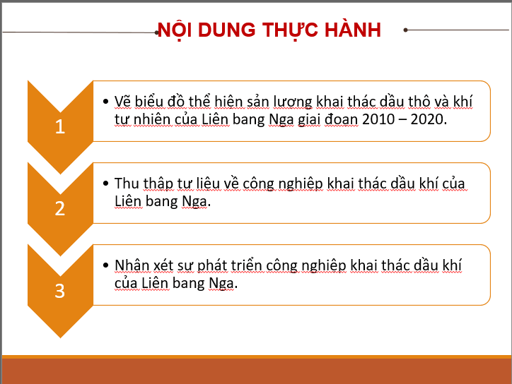 Giáo án điện tử Địa 11 Kết nối tri thức Bài 22: Thực hành tìm hiểu về công nghiệp khai thác của Liên Bang Nga | PPT Địa Lí 11