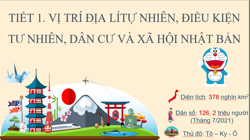 Giáo án điện tử Địa 11 Kết nối tri thức Bài 23: Vị trí địa lí, điều kiện tự nhiên, dân cư và xã hội Nhật Bản | PPT Địa Lí 11