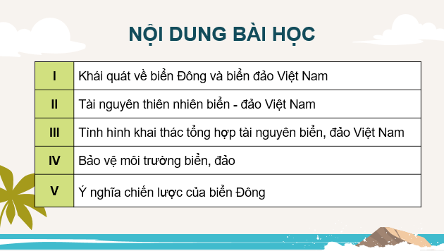 Giáo án điện tử Địa Lí 12 Chân trời sáng tạo Bài 37: Phát triển kinh tế và đảm bảo an ninh quốc phòng ở Biển Đông và các đảo, quần đảo | PPT Địa 12