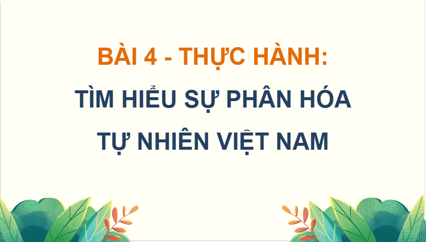 Giáo án điện tử Địa Lí 12 Chân trời sáng tạo Bài 4: Thực hành: Tìm hiểu về sự phân hoá tự nhiên Việt Nam | PPT Địa 12