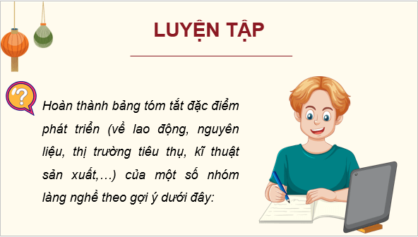 Giáo án điện tử Chuyên đề Địa 12 Cánh diều Thực hành tìm hiểu về làng nghề ở địa phương | PPT Chuyên đề Địa Lí 12