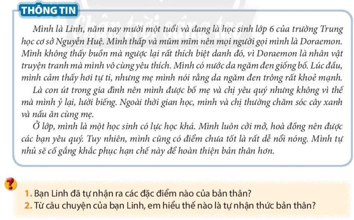 Giáo án GDCD 6 Chân trời sáng tạo Bài 6: Tự nhận thức bản thân