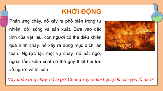 Giáo án điện tử Chuyên đề Hóa 10 Kết nối tri thức Bài 5: Sơ lược về phản ứng cháy, nổ | PPT Chuyên đề Hóa học 10
