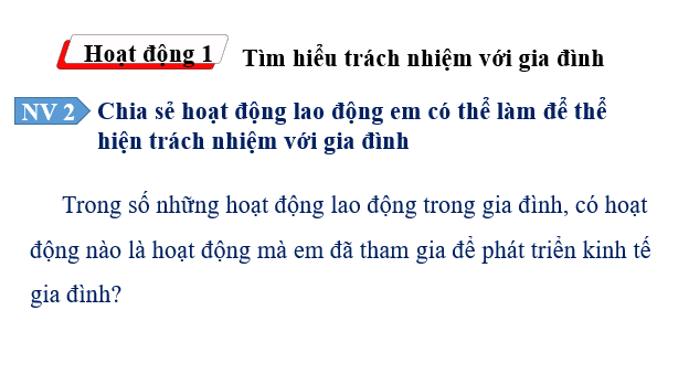 Giáo án điện tử HĐTN 10 Kết nối tri thức Chủ đề 5: Trách nhiệm với gia đình | PPT Hoạt động trải nghiệm 10