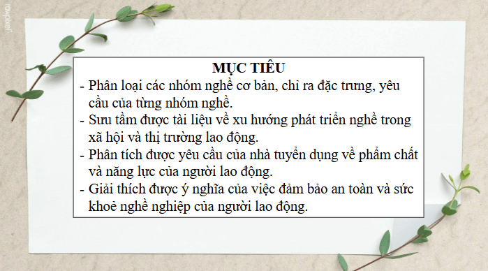 Giáo án điện tử HĐTN 11 Kết nối tri thức Chủ đề 8: Các nhóm nghề cơ bản và yêu cầu của thị trường lao động | PPT Hoạt động trải nghiệm 11