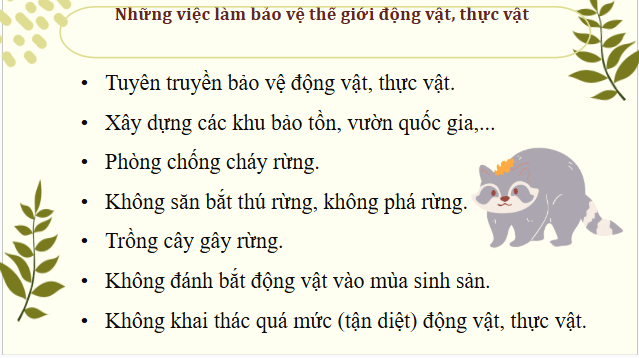 Giáo án điện tử HĐTN 12 Chân trời sáng tạo Chủ đề 9: Bảo vệ cảnh quan thiên nhiên, thế giới động vật và thực vật | PPT Hoạt động trải nghiệm 12