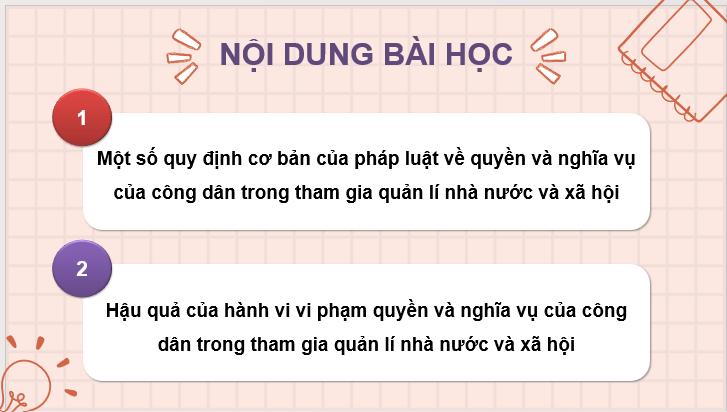 Giáo án điện tử KTPL 11 Kết nối tri thức Bài 13: Quyền và nghĩa vụ cơ bản của công dân trong tham gia quản lí nhà nước và xã hội | PPT Kinh tế Pháp luật 11