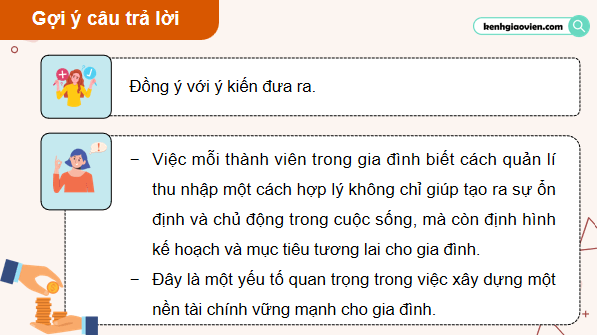 Giáo án điện tử KTPL 12 Cánh diều Bài 7: Quản lí thu, chi trong gia đình | PPT Kinh tế Pháp luật 12