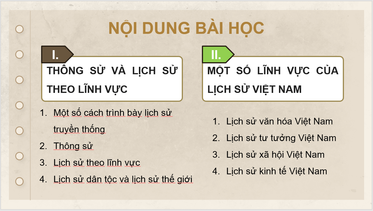 Giáo án điện tử Chuyên đề Sử 10 Kết nối tri thức Thông sử và lịch sử theo lĩnh vực | PPT Chuyên đề Lịch sử 10