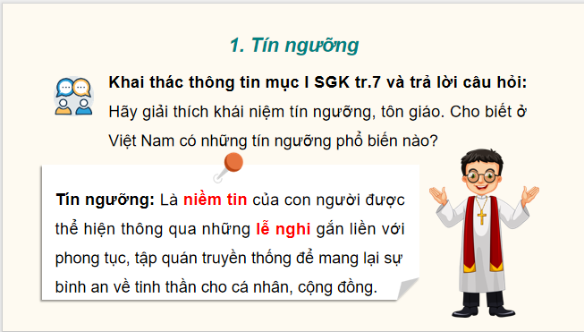 Giáo án điện tử Chuyên đề Sử 12 Kết nối tri thức Khái lược về tín ngưỡng và tôn giáo | PPT Chuyên đề Lịch sử 12