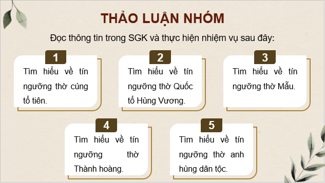 Giáo án điện tử Chuyên đề Sử 12 Cánh diều Một số tín ngưỡng ở Việt Nam | PPT Chuyên đề Lịch sử 12