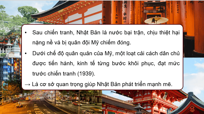 Giáo án điện tử Chuyên đề Sử 12 Kết nối tri thức Nhật Bản sau chiến tranh thế giới thứ hai (1945 – 1952) | PPT Chuyên đề Lịch sử 12