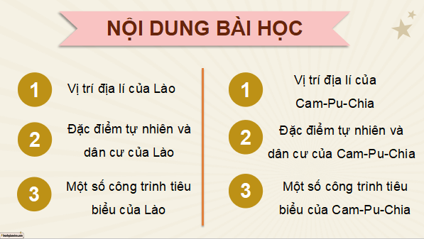 Giáo án điện tử Lịch Sử và Địa Lí lớp 5 Cánh diều Bài 18: Nước Cộng hoà Dân chủ Nhân dân Lào và Vương quốc Cam-pu-chia | PPT Lịch Sử và Địa Lí 5