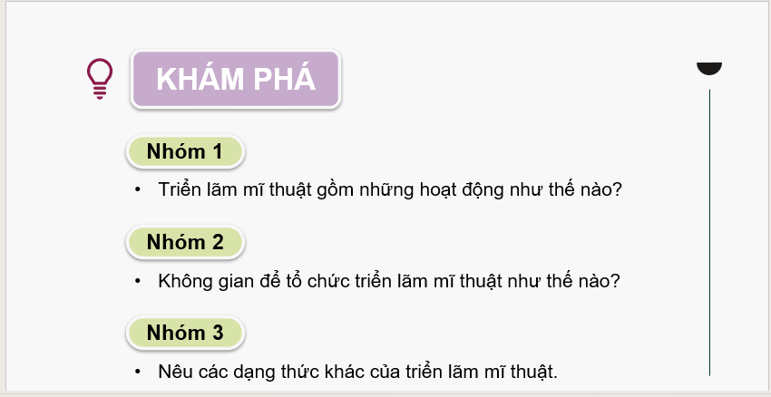 Giáo án điện tử Mĩ thuật 12 Kết nối tri thức Bài 1: Khái quát về hoạt động triển lãm mĩ thuật | PPT Mĩ thuật 12