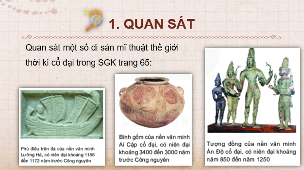 Giáo án điện tử Mĩ thuật 6 Kết nối tri thức Bài 15: Mĩ thuật thế giới thời kì cổ đại | PPT Mĩ thuật 6