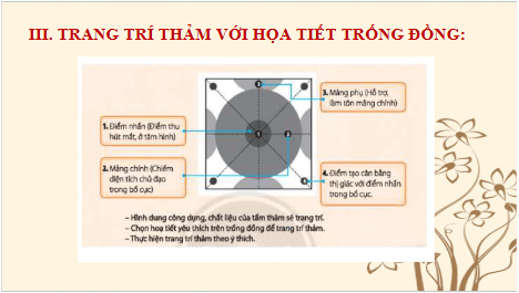 Giáo án điện tử Mĩ thuật 6 Chân trời sáng tạo Bài 3: Thảm trang trí với họa tiết trống đồng | PPT Mĩ thuật 6