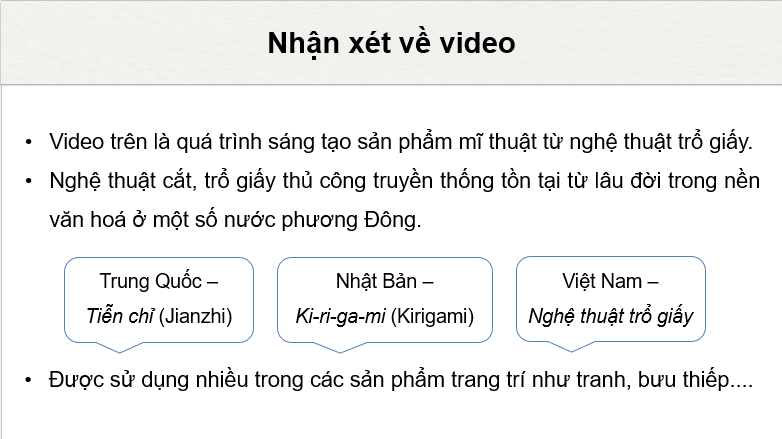 Giáo án điện tử Mĩ thuật 8 Kết nối tri thức Bài 10: Nghệ thuật trổ giấy trong trang trí | PPT Mĩ thuật 8