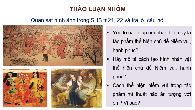 Giáo án điện tử Mĩ thuật 8 Kết nối tri thức Bài 5: Tác phẩm hội họa chủ đề Niềm vui, hạnh phúc | PPT Mĩ thuật 8