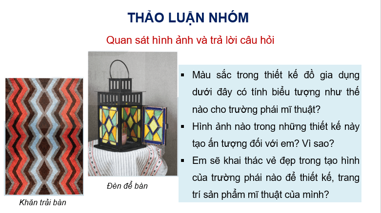 Giáo án điện tử Mĩ thuật 8 Kết nối tri thức Bài 8: Nghệ thuật trang trí dồ gia dụng | PPT Mĩ thuật 8