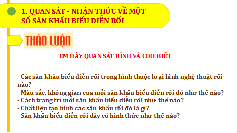 Giáo án điện tử Mĩ thuật 9 Chân trời sáng tạo Bài 10: Thiết kế sân khấu biểu diễn rối dây | PPT Mĩ thuật 9