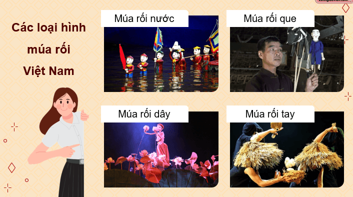 Giáo án điện tử Mĩ thuật 9 Kết nối tri thức Bài 11: Vẻ đẹp tạo hình con rối | PPT Mĩ thuật 9