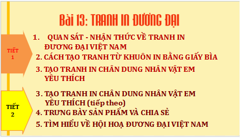 Giáo án điện tử Mĩ thuật 9 Chân trời sáng tạo Bài 13: Tranh in đương đại | PPT Mĩ thuật 9