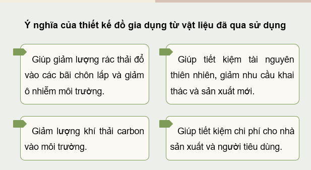 Giáo án điện tử Mĩ thuật 9 Kết nối tri thức Bài 14: Thiết kế sản phẩm đồ gia dụng từ vật liệu đã qua sử dụng | PPT Mĩ thuật 9