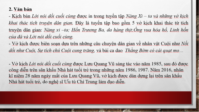 Giáo án điện tử Chuyên đề Văn 10 Phần 1: Tìm hiểu về sân khấu hóa tác phẩm văn học | Chuyên đề PPT Văn 10 Kết nối tri thức