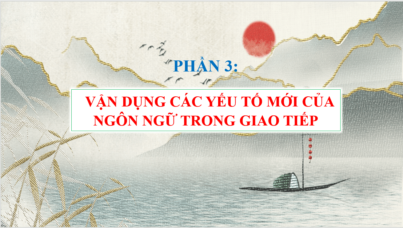 Giáo án điện tử Chuyên đề Văn 11 Phần 3: Vận dụng các yếu tố mới của ngôn ngữ trong giao tiếp | Chuyên đề PPT Văn 11 Kết nối tri thức