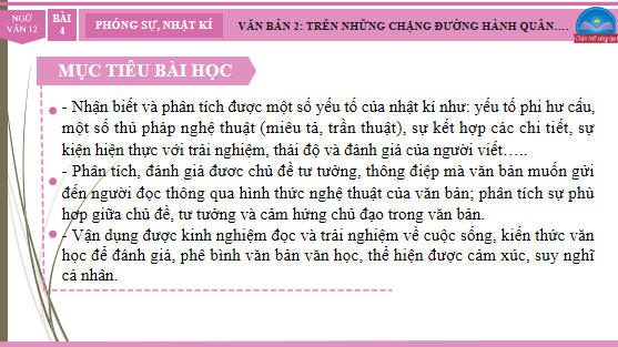 Giáo án điện tử bài Những chặng đường hành quân | PPT Văn 12 Chân trời sáng tạo