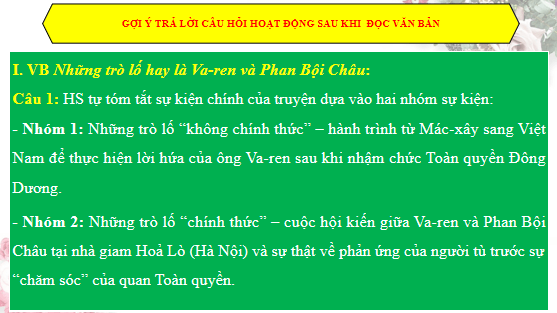 Giáo án điện tử bài Những trò lố hay là Va-ren và Phan Bội Châu | PPT Văn 12 Chân trời sáng tạo