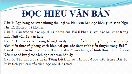 Giáo án điện tử bài Nội dung ôn tập | PPT Văn 12 Cánh diều