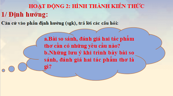 Giáo án điện tử bài Trình bày về so sánh, đánh giá hai tác phẩm thơ | PPT Văn 12 Cánh diều