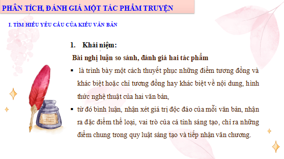 Giáo án điện tử bài Viết bài nghị luận so sánh, đánh giá hai tác phẩm truyện | PPT Văn 12 Cánh diều