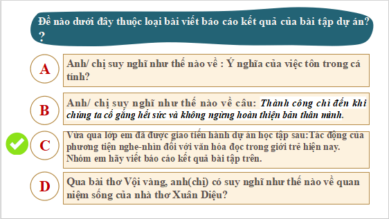 Giáo án điện tử bài Viết báo cáo kết quả của bài tập dự án | PPT Văn 12 Cánh diều