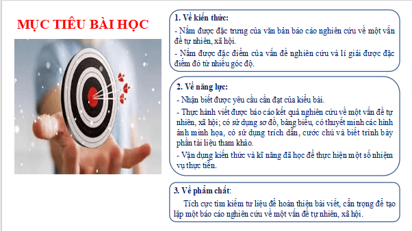 Giáo án điện tử bài Viết báo cáo nghiên cứu về một vấn đề tự nhiên, xã hội | PPT Văn 12 Kết nối tri thức