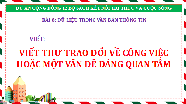 Giáo án điện tử bài Viết thư trao đổi về công việc hoặc một vấn đề đáng quan tâm | PPT Văn 12 Kết nối tri thức