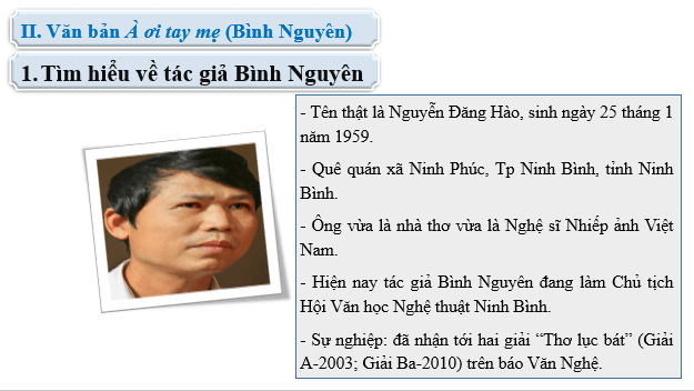 Giáo án điện tử bài À ơi tay mẹ | PPT Văn 6 Cánh diều