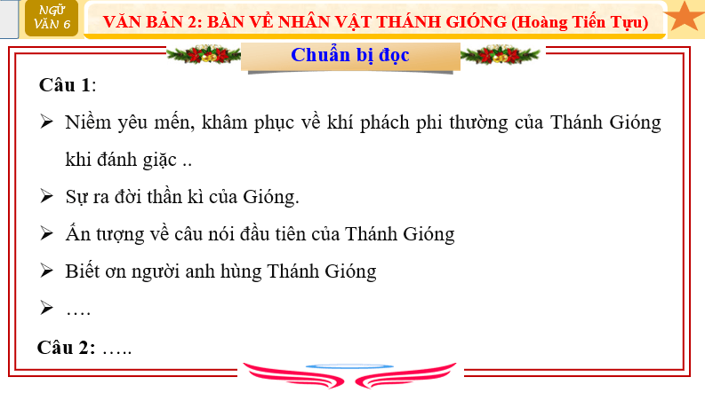 Giáo án điện tử bài Bàn về nhân vật Thánh Gióng | PPT Văn 6 Chân trời sáng tạo