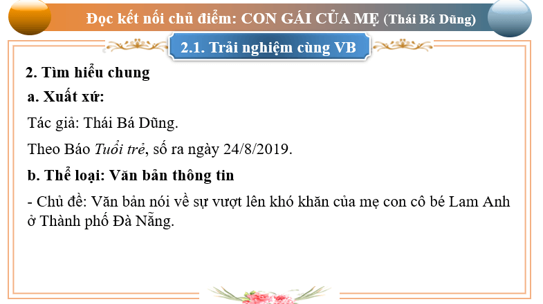 Giáo án điện tử bài Con gái của mẹ | PPT Văn 6 Chân trời sáng tạo