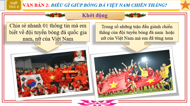 Giáo án điện tử bài Điều gì giúp bóng đá Việt Nam chiến thắng? | PPT Văn 6 Cánh diều
