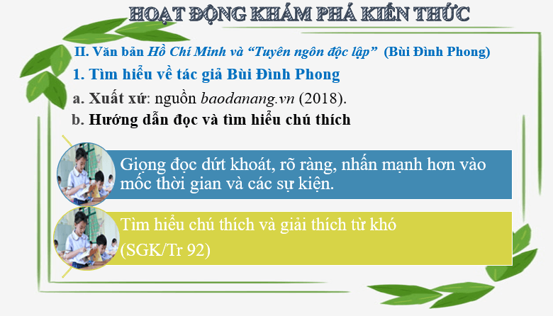 Giáo án điện tử bài Hồ Chí Minh và Tuyên ngôn Độc lập | PPT Văn 6 Cánh diều