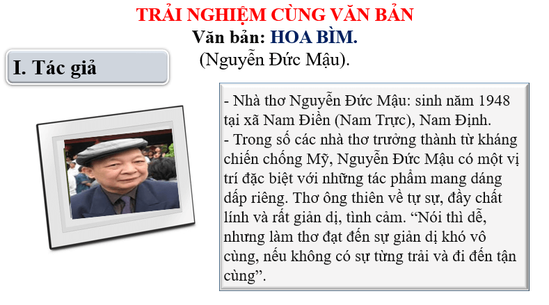 Giáo án điện tử bài Hoa bìm | PPT Văn 6 Chân trời sáng tạo